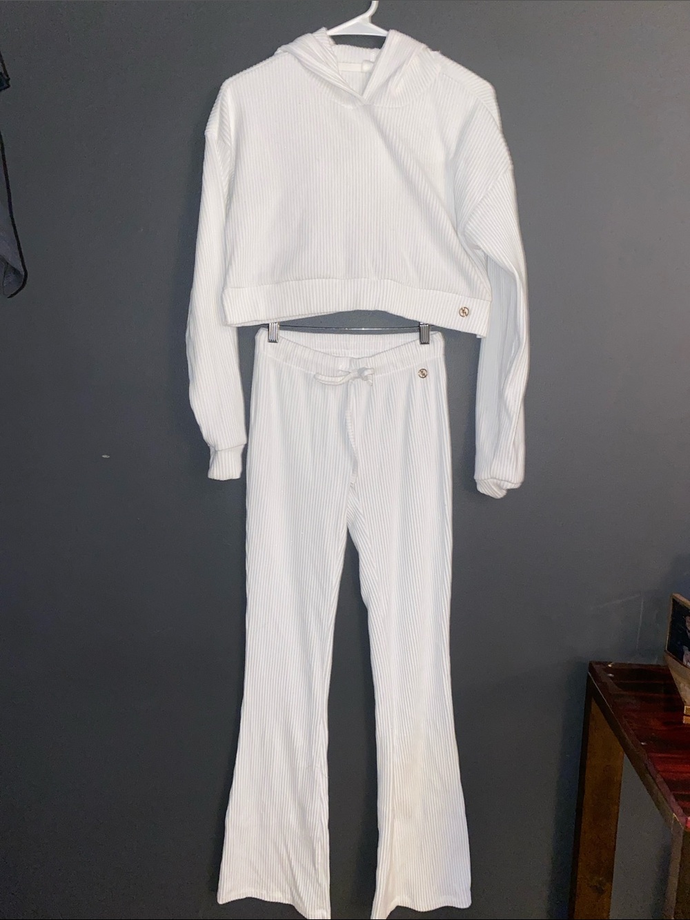 YoungLA White Ribbed Hoodie and Drawstring Pants Set